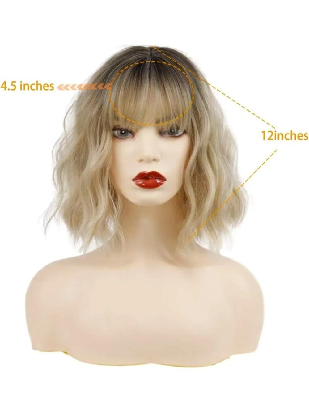 Short Blonde Ombre Wig with Bangs | Wavy Bob Style for Women - Perfect for All